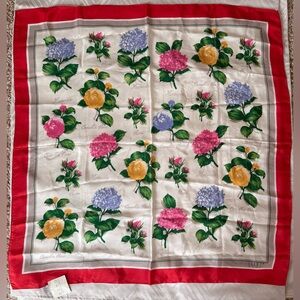 Echo Club 7 Floral Silk Scarf - Red, Yellow, Pink, Blue Flowers Colorful Spring